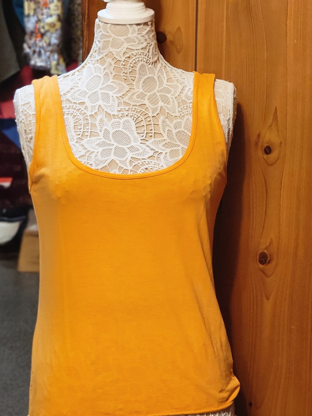 Michael Stars Scoop Neck Tank Top - Yellow Orange